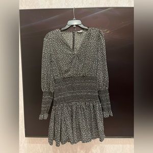 Long sleeve v neck dress with shirted waist | TOPSHOP